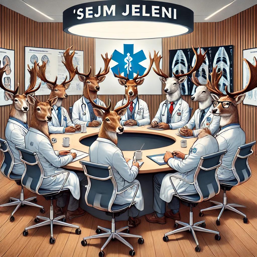 Ilustracja zespołu radiologicznego podczas narady nad diagnostyką